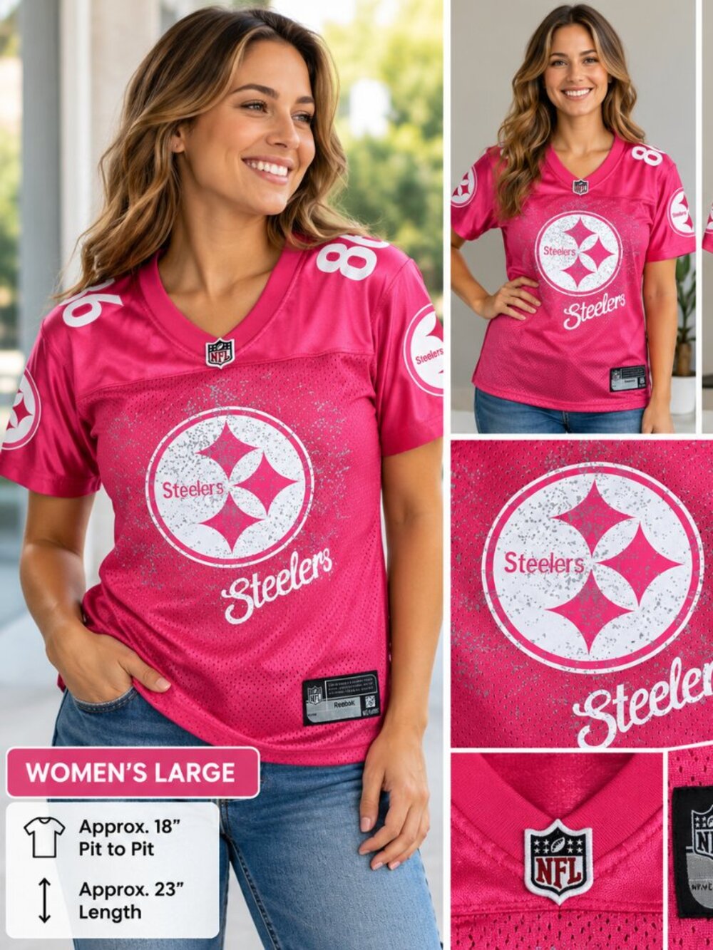 🏈 Reebok Pittsburgh Steelers Hines Ward #86 Pink NFL Jersey